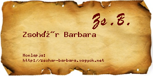 Zsohár Barbara névjegykártya